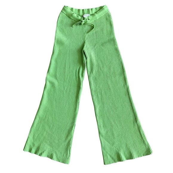 Lovers and Friends Medium Inca Pant Green Travel Flare Ribbed Boho Minimalist - Picture 3 of 5